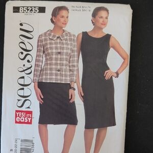 See & Sew Black Long-Sleeve Sheath Dress